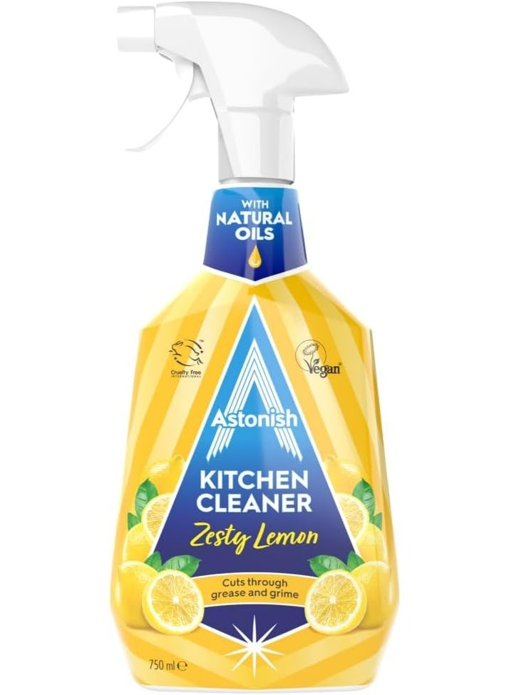 Astonish Kitchen Cleaner - Blended With Natural Oils - Tough on Dirt & Grime - Deep & Effective Cleaning - Easy to Use - Eco Friendly - Vegan - Cruelty Free - Zesty Lemon Fragrance - 750ML - Image 1